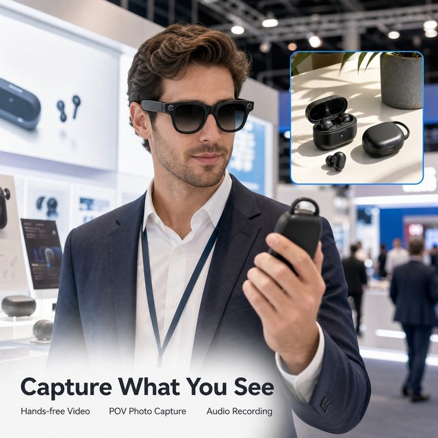 AI Smart Glasses Camera 20MP 4K Video Recording Real Time Translation for Wireless Photochromic Lenses IP66 Waterproof Noise