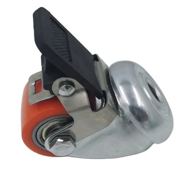 35mm Low Profile High Load 100KG Ball Bearing Small Swivel Plate Caster PU Polyurethane Wheels
