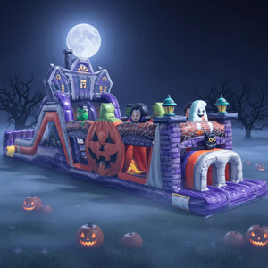 Circuito <span class=keywords><strong>de</strong></span> Obstáculos Inflable <span class=keywords><strong>de</strong></span> PVC para Exteriores, Desafío <span class=keywords><strong>de</strong></span> Halloween, Castillo <span class=keywords><strong>de</strong></span> Obstáculos con Calabazas y Fantasmas, Certificado CE, Opciones <span class=keywords><strong>de</strong></span> Color Personalizadas - Product Image 1