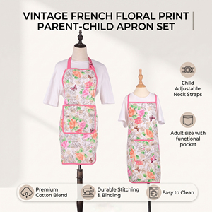 Juego de <span class=keywords><strong>Delantales</strong></span> <span class=keywords><strong>Personalizados</strong></span> de Estilo Vintage Francés con Estampado Floral para Madre e Hija, <span class=keywords><strong>Delantales</strong></span> de Cocina de Lona de Algodón con Bolsillos - Product Image 1