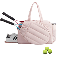 Sac de tennis matelassé en gros avec compartiment à chaussures, emplacement latéral pour bouteille d'eau et double poignée pour l'entraînement sur le terrain féminin