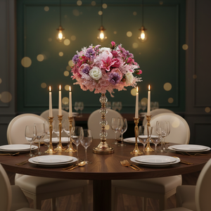 Boule de fleurs artificielles personnalisable, mélange de marguerites, roses et pivoines violettes, arrangement floral pour centre de table de mariage - Product Image 1