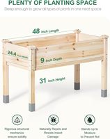 Kotak Tanam Kayu Besar yang Diperkuat dan Ditinggikan untuk Sayuran, Bunga, dan Herbal di Luar Ruangan dengan Kaki