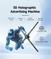Nuevo Proyector Holográfico 3D de 4 Aspas y 45 cm, Ventilador LED Animado para Publicidad, con Tarjeta SD, Novedades para Fiestas