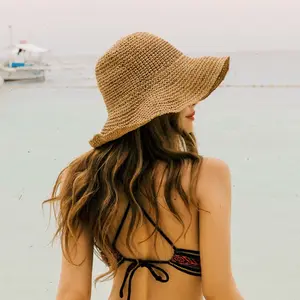 Eenvoudige Meisje Zonnehoed Brede Rand Floppy Zomer Hoeden Voor Vrouwen Strand Panama Stro Koepel Weave Femme Schaduw Vrouwen Hoeden