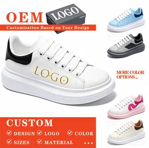 <span class=keywords><strong>Zapatillas</strong></span> Deportivas de Plataforma para <span class=keywords><strong>Mujer</strong></span>, Suela Gruesa, Transpirables, de Cuero, Tallas 35-40, para Uso Diario, <span class=keywords><strong>Blancas</strong></span>, de Caña Baja - Product Image 1