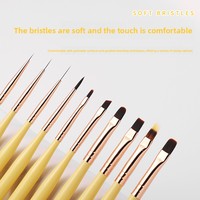 Nouvel ensemble de nail art de luxe avec manche en bois et longue tige, en nylon, style japonais, pour peinture au gel UV, dessin de lignes, dégradé et liner carré