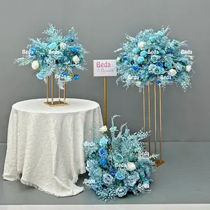 Beda Amazing Silk Artificial Centerpieces for Wedding Table, Customize Blue Table Stand for Tabletop Event Party Birthday