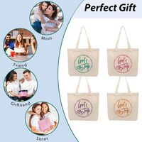Sac fourre-tout en coton à motif lettres avec deux poignées et ouverture supérieure – Cadeaux pour voyages entre amies, cadeaux pour sœurs, cadeaux pour week-end entre meilleures amies, cadeaux pour vacances, cadeaux d'amitié