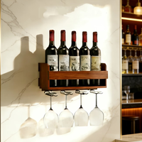 Porte-vin en bois pour mur, pour vin rouge et verres à pied / Idéal pour les maisons, les bars, les KTV / Indispensable pour l'exposition de vin en bois
