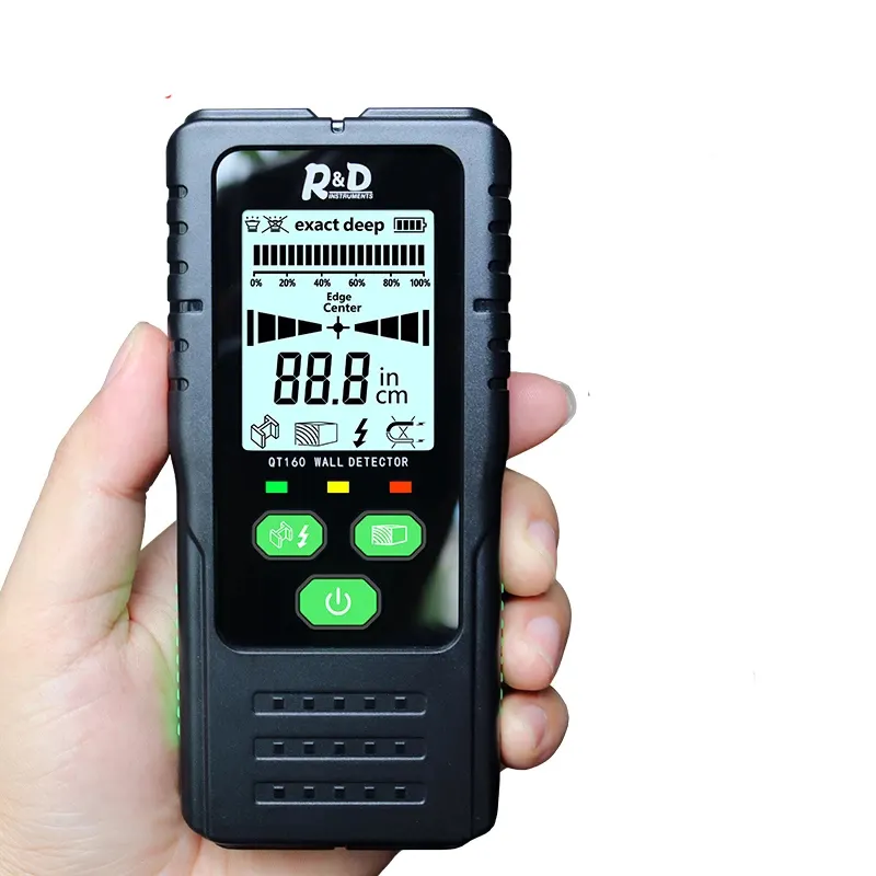R & D Detektor Logam 4 In 1, Detektor Dinding Pencari Kotak Elektrik Pendeteksi Kawat Langsung Tegangan AC Kancing Kayu Logam