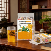 Teh Herbal Kesehatan WANFU Campuran Bunga Krisan dan Dandelion Mentah Kelas Atas 150g 5g*30 Sachet, Mendukung Detoksifikasi Hati dengan Biji Cassia