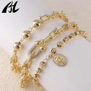 Gelang agama mewah, perhiasan tasbih rosario rantai dapat diatur liontin salib Maria Katolik