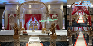 Mandap de Boda Exclusivo con Temática de Jodha Akbar, Nuevo Diseño de Mandap Dorado para Bodas, Mandap Indio de Lujo, Mandap de Bollywood, Brisbane, Reino Unido - Product Image 6
