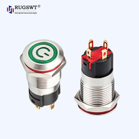 Bouton-poussoir LED en acier inoxydable de 12 mm, étanche, avec symbole d'alimentation, à actionnement momentané ou à enclenchement, bouton métallique pour voiture et équipement industriel