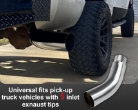 Embout d'échappement incurvé en acier inoxydable chromé poli 4-8 pouces, embout de tuyau arrière courbé pour modification d'échappement de camion et de pick-up