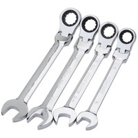 WEIDA Kunci Pas Ratchet Kepala Fleksibel Metrik 180 Derajat Profesional, Baja 40Cr Poles Cermin 72-Gigi 8mm