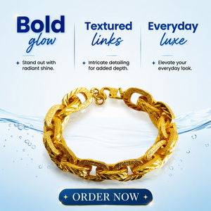 Cadena Cubana de Cobre Grabada con Baño de Oro de 24k para Hombre, Pulsera Cubana con Baño de Oro de 24k para Arabia Saudita - Product Image 4