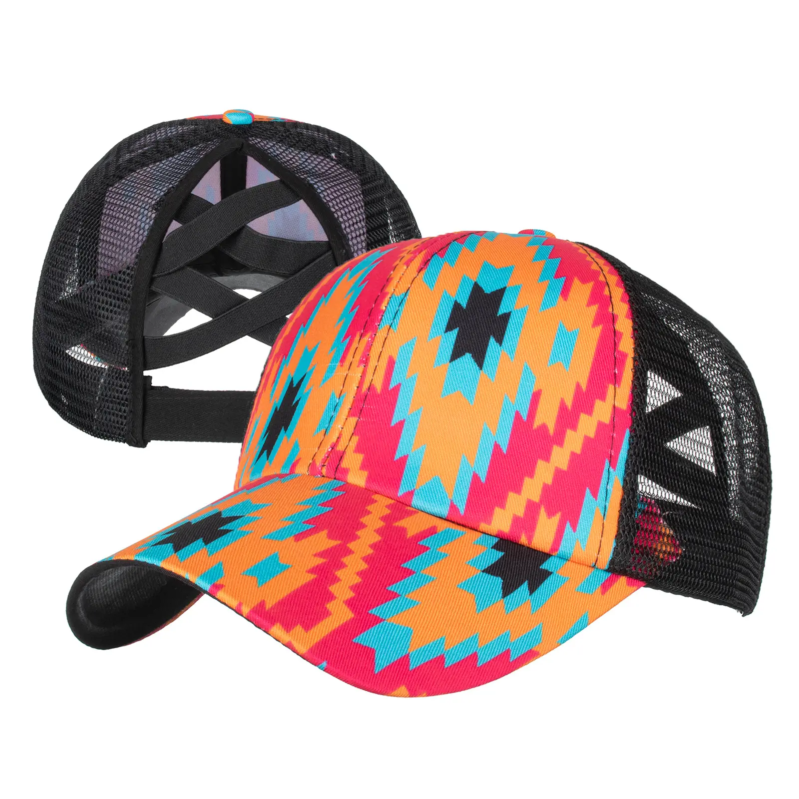 Personalizado Vintage étnico occidental azteca impreso malla Snapback Hip Hop deportes gorra de béisbol sombrero para Mujeres Hombres Unisex