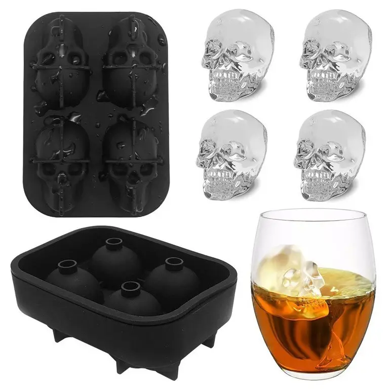 Hot Bpa Free Reusable Ice Cube Trays Silicone Sphere Ice Ball Maker With Lid And Large Round Ice Cube Molds For Whiskey