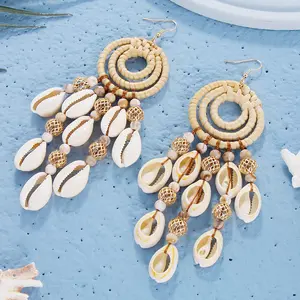 Bohemian anting-anting liontin manik-manik kerang gaya liburan pantai Multi jenis hadiah perhiasan telinga bintang laut musim panas untuk wanita anak perempuan