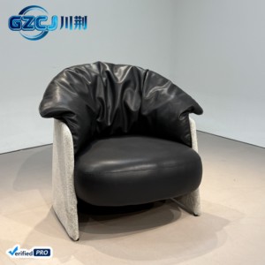 Sofá Individual de Cuero de Lujo Estilo Moderno de Mediados de Siglo, Sillón de Descanso para el Hogar, Oficina o Sala de Estar, Cómodo - Product Image 3