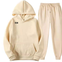 KM vente en gros de vêtements décontractés pour femmes haut à manches longues personnalisé pantalon hiver blanc solide coupe ample survêtements