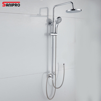 SANIPRO Ménage Chrome Couleur Mur Monté Colonne De Douche Pluie Ensemble De Douche Sans Mélangeur De Robinet, Accessoire De Robinet De Salle De Bains