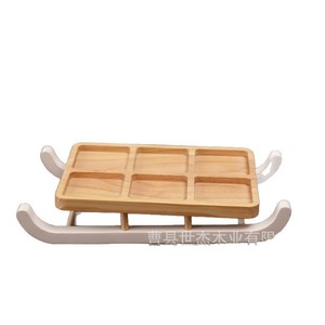 ถาดไม้ Mu Yujia 6 ช่องพร้อมหูจับ สำหรับชา ขนม อาหารร้อน ใช้ในบ้าน - Product Image 1
