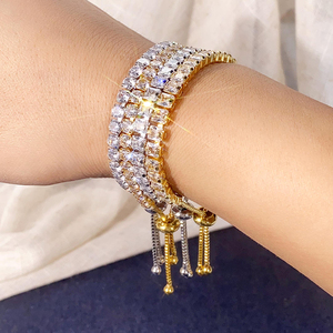 CAOSHI 4mm Round Square 5A Zircon Single Row Women <strong>Bracelets</strong> <strong>Silver</strong> Gold Plated <strong>Adjustable</strong> Zirconia Diamond CZ Tennis <strong>Bracelets</strong> - Product Image 6