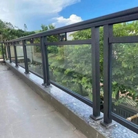Rampe en verre trempé haute résistance personnalisée, résistante aux chocs, résistante à la flexion, en aluminium noir pour jardins extérieurs, escaliers