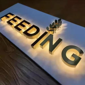 Insegna 3D Illuminata in Acciaio Inox, Lettere LED con Illuminazione di Sottofondo, Insegna <span class=keywords><strong>Luminosa</strong></span> <span class=keywords><strong>per</strong></span> Esterni - Product Image 2