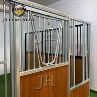Panneau frontal de box pour chevaux JH Horse Stable Barn Equestrian en bambou, bois et métal, style européen, avec porte coulissante