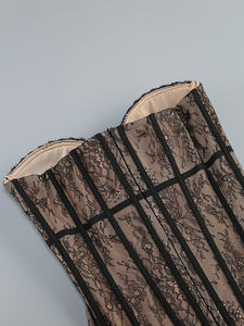 SS2447 Frauen Sommer Elegante Spitze Rücken los Ärmellose Träger lose Fischgräten oberteil Langer Rock Zweiteiliger Set Anzug - Product Image 6