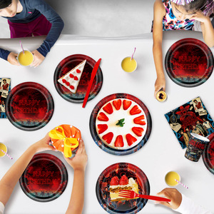 NUEVO Juego de Vajilla para Fiesta de Cumpleaños con Temática de <span class=keywords><strong>Stranger</strong></span> Things, Decoración para Regalo de Cumpleaños para Fanáticos de la Película, Pancarta de Feliz Cumpleaños - Product Image 2