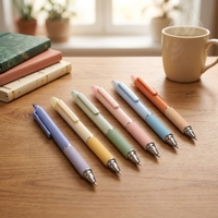 Stylo bille rétractable à pointe fine 0,7 mm en plastique, encre noire