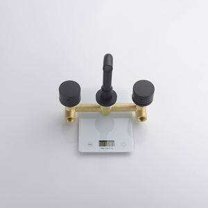 Moderner Waschtisch-Wasserhahn aus Messing mit 2 Griffen und Schwarz-Finish, 5 Jahre Garantie, 3-Loch für Badezimmer - Product Image 4