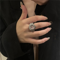Rétro Hiphop Anneau Montre Pour Femmes Hommes Mini Argent Bague Numérique Montre Élastique Extensible Bracelet Bijoux Horloge Cadeau