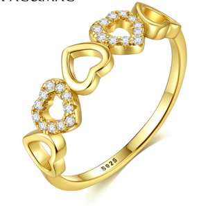 HOVANCI แหวนใส่นิ้วเซอร์คอนฝังเงิน S925,แหวนแต่งงานรูปทรงเรขาคณิตกลวงรูปหัวใจสุดสร้างสรรค์สำหรับเด็กผู้หญิง - Product Image 6