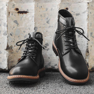 Bottes à lacets pour hommes Maden, en cuir véritable durable, chaussures hautes pour hommes, bout rond, bottes de cow-boy, chaussures de sécurité pour le travail - Product Image 4