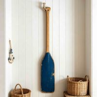 Décoration murale artisanale en bois style shabby chic, pagaie décorative nautique à suspendre pour la décoration de maison de bord de mer