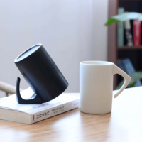 Taza de Café de Cerámica Reutilizable Ecológica Simple Nórdica de 350 ml, Personalizada, Negra, Blanca, Mate y Brillante, de Alta Calidad y Lujo, OEM