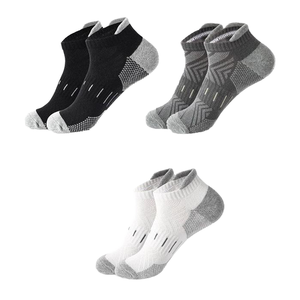 Chaussettes de sport en coton épaisses antidérapantes pour hommes, doublées de polaire, respirantes, courtes, pour entraînement, marathon, course à pied, hauteur de la cheville, logo - Product Image 1