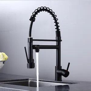 Lüks pullout lavabo musluklar mutfak musluk dışarı çekin ile mat siyah aşağı çekin püskürtücü mutfak musluk mutfak lavabo musluğu