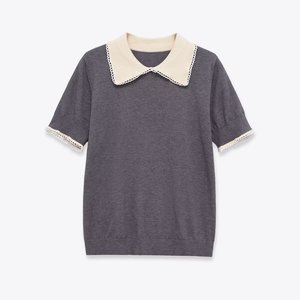 TAOP&ZA Autunno Inverno 2025 Nuovo Maglione da Donna <span class=keywords><strong>con</strong></span> Colletto, Alla Moda e Versatile, <span class=keywords><strong>con</strong></span> Bordi <span class=keywords><strong>in</strong></span> <span class=keywords><strong>Pizzo</strong></span> e Maniche Corte 2142238 - Product Image 2