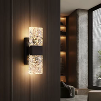 Lampe murale en verre de luxe au design élégant, motif aquatique, pour chambre à coucher, lampe murale en cristal pour fond de salon chaleureux