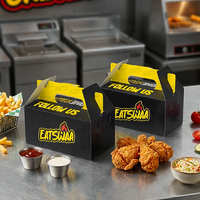 Boîte à frites jetable en papier pour emporter, emballage alimentaire personnalisé, boîtes à ailes de poulet, boîte à hamburger pour la restauration rapide avec poignée