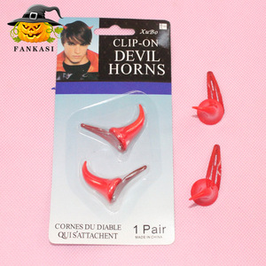 Clip-On <b>Devil</b> Horns <b>Red</b> 10 Cm <b>Halloween</b> Hair Clips For <b>Costume</b> Party Accessories - Product Image 2
