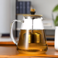 Théière en verre résistant à la chaleur avec infuseur en acier inoxydable récipient chauffé théière bonne bouilloire claire paniers de filtre carrés