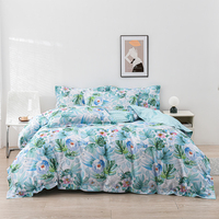 Parure de lit imprimée en 3D, taille King, housse de couette, taie d'oreiller en coton, motif botanique, microfibre